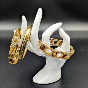 Golden Glam Trio – Vintage Monet Bracelet Set